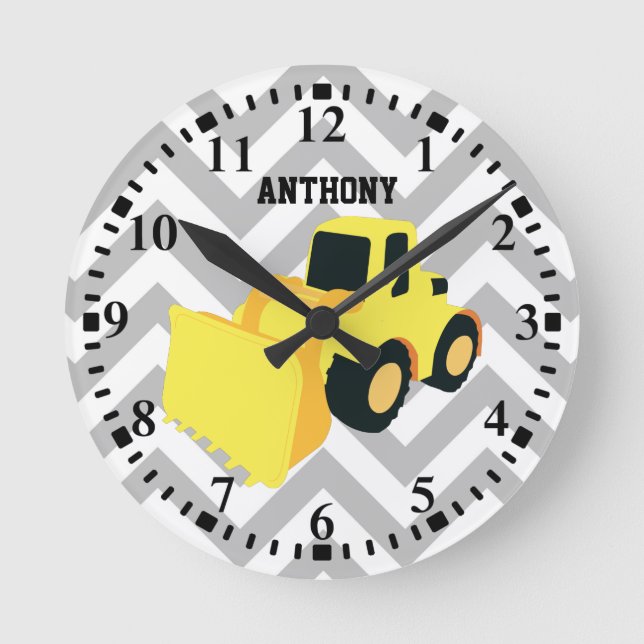 Personalized Front End Loader Construction Truck Round Clock (Front)