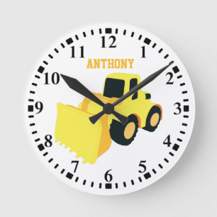 Personalized Front End Loader Construction Truck Round Clock