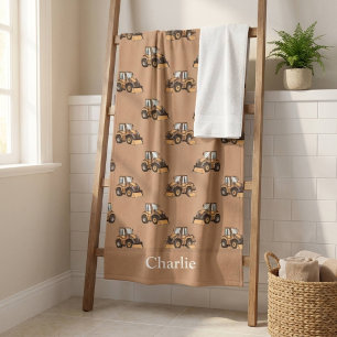 Personalized Front Loader Truck Kids Bath Towel