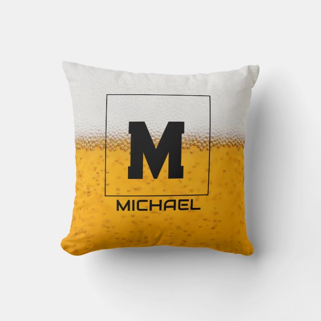 Personalized Frosted Beer Mug with Custom Name Throw Pillow (Front)