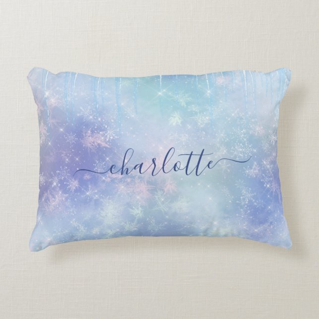 Personalized Frozen Icicles Accent Pillow (Front)