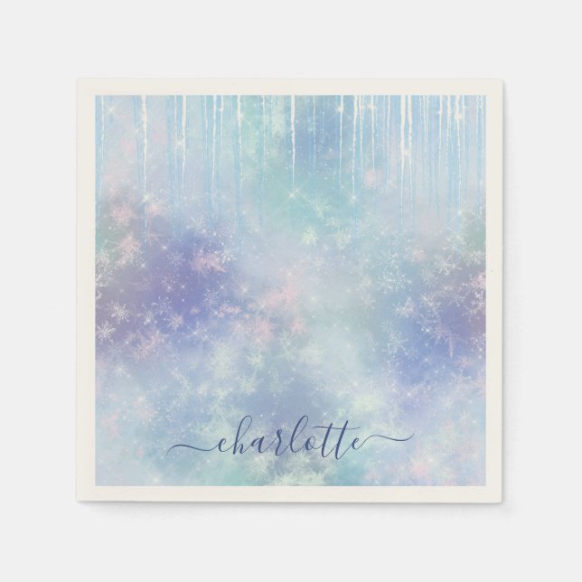 Personalized Frozen Icicles Napkin (Front)