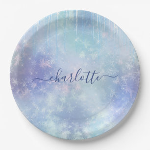 Personalized Frozen Icicles Short Paper Plate