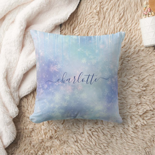 Personalized Frozen Icicles Throw Pillow (Blanket)