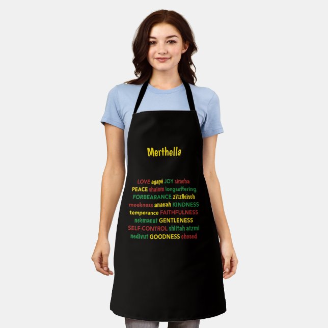 Personalized FRUIT OF THE SPIRIT Christian Apron (Worn)