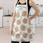 Personalized Fruit Pie Pattern, Custom Text Apron<br><div class="desc">A cute apron with a fruit pie dessert pattern.  Personalize with 2 lines of custom text.  Perfect for a pastry chef,  grandma,  mom or anyone who loves baking and pies.</div>