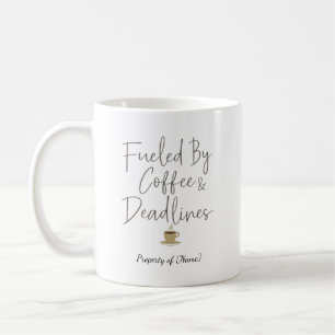 Personalized Fueled by Coffee and Deadlines Mug