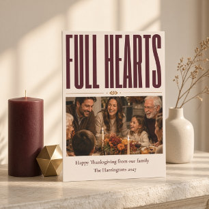 Personalized Full Hearts Thanksgiving Family Photo Holiday Card