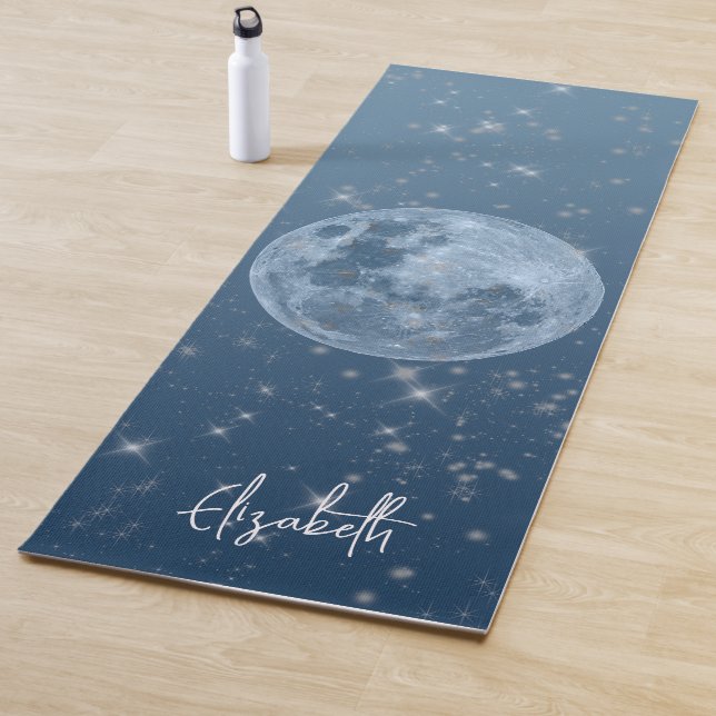 Personalized Full Moon Blue Ombre Celestial Yoga Mat (In Situ)