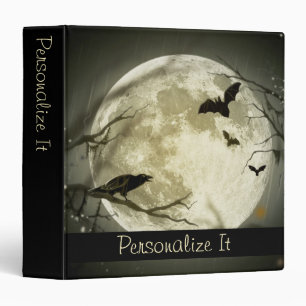 Personalized Full Moon with bats and Raven Binder