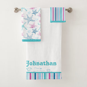 Personalized Fun and Bright Sea Treasures Bath Towel Set