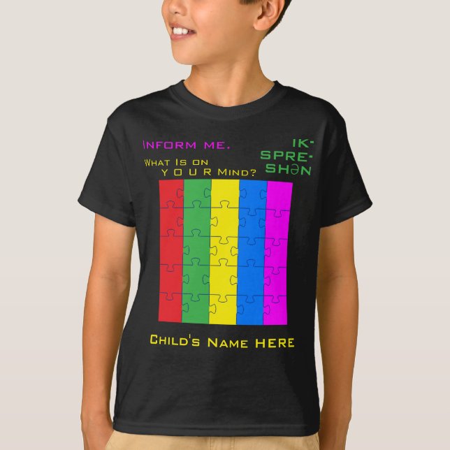 Personalized Fun and Colourful Autism Expression T-Shirt (Front)
