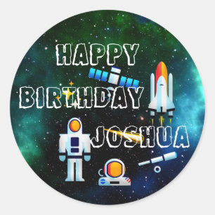 Personalized Fun Astronaut Collage   Classic Round Sticker