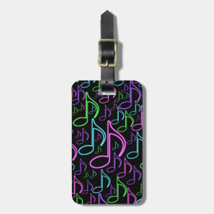 Personalized Fun Bright Neon Eighth Note Collage Luggage Tag