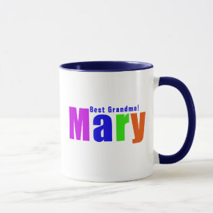 Personalized Fun Colorful "Mary" Name, Dark Blue Mug