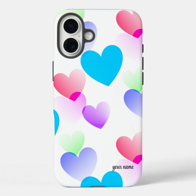 Personalized Fun, Colourful Gliding Hearts Pattern Case-Mate iPhone Case (Back)