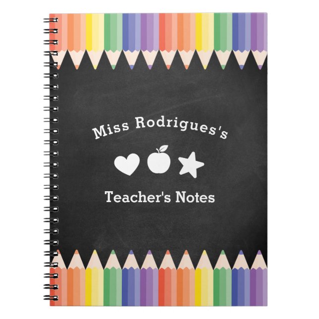 Personalized Fun Colourful Teacher Notes Notebook (Front)