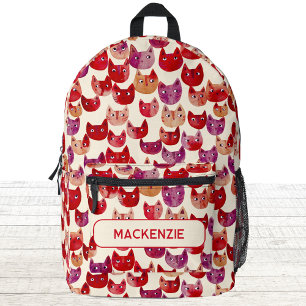 Personalized Fun Colourful Watercolor Cat Pattern Printed Backpack