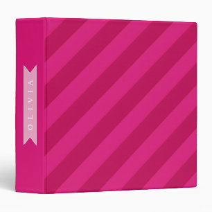 Personalized Fun Cute Modern Pink Stripe Binder