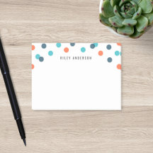 Personalized Fun Dark Blue Orange Confetti