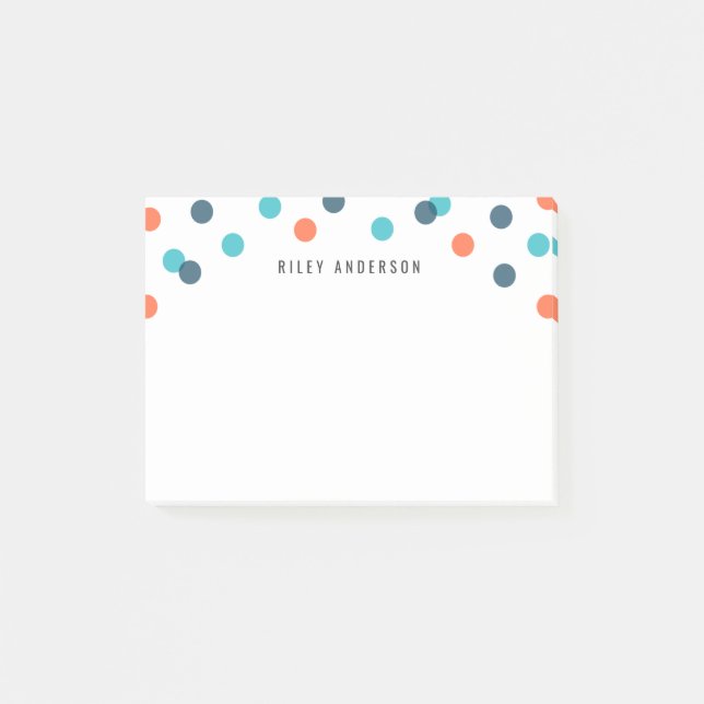 Personalized Fun Dark Blue Orange Confetti Post-it Notes (Front)