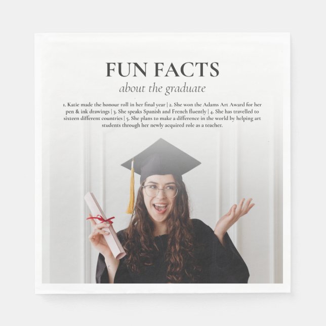 Personalized Fun Facts Graduation  Napkin (Front)