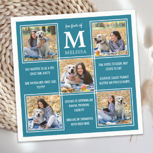 Personalized Fun Facts Graduation Photo Collage Napkin