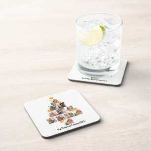 Personalized Fun Family Christmas 11 Photo Collage Coaster