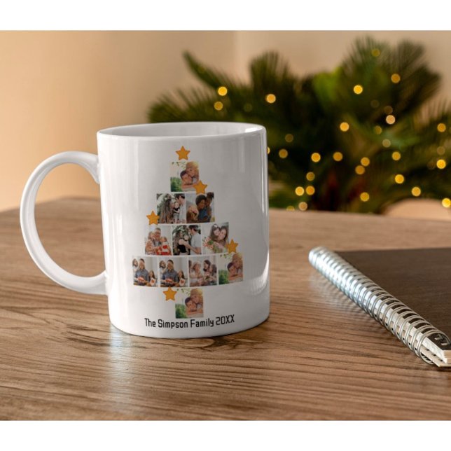 Personalized Fun Family Christmas 11 Photo Collage Coffee Mug (Creator Uploaded)