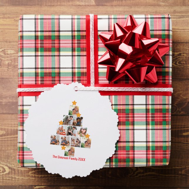 Personalized Fun Family Christmas 11 Photo Collage Ornament Card (Insitu (Gift))