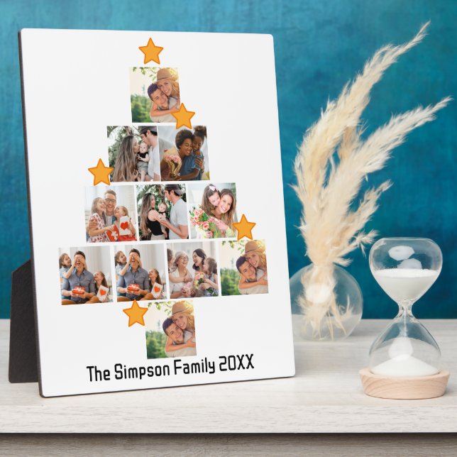 Personalized Fun Family Christmas 11 Photo Collage Plaque (Side)