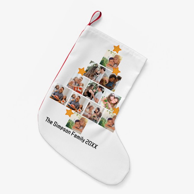 Personalized Fun Family Christmas 11 Photo Collage Small Christmas Stocking (Front (Hanging))