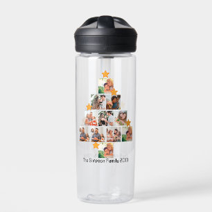 Personalized Fun Family Christmas 11 Photo Collage Water Bottle