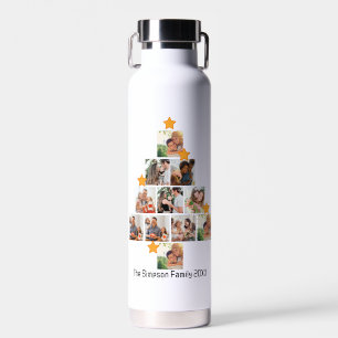 Personalized Fun Family Christmas 11 Photo Collage Water Bottle