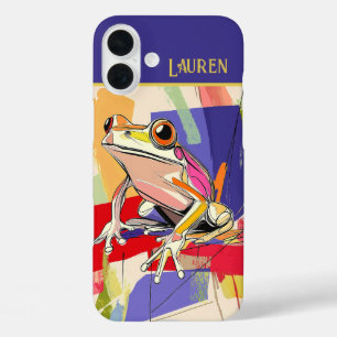 Personalized Fun Frog Art iPhone 16 Plus Case