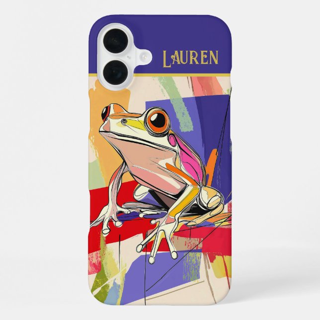 Personalized Fun Frog Art iPhone Case (Back)