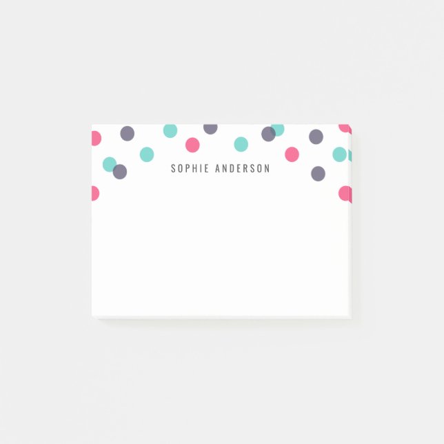 Personalized Fun Indigo Pink Teal Confetti Post-it Notes (Front)