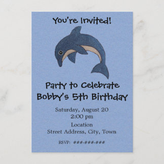 Personalized Fun Jumping Birthday Party Dolphin Invitation