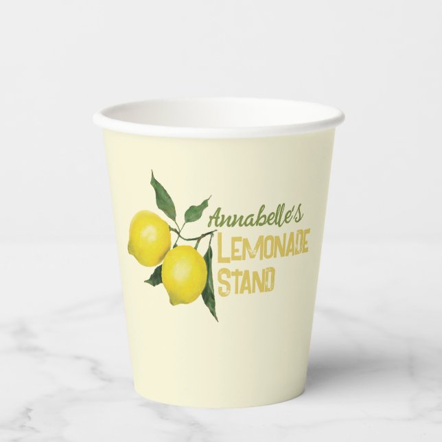Personalized Fun Kids Lemonade Stand Paper Cups (Front)