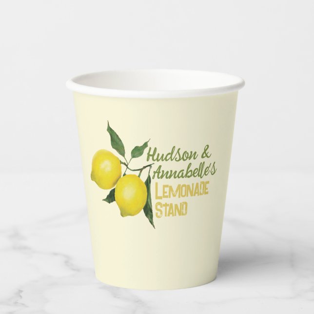 Personalized Fun Kids Lemonade Stand Paper Cups (Front)