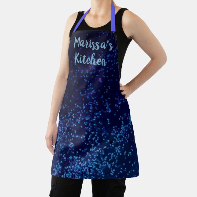 Personalized Fun Midnite Blue Confetti     Apron (Insitu)