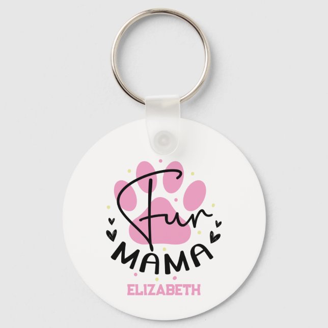 Personalized Fun Mom Paws - Mother's Day Keychain (Front)