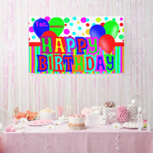Personalized fun multicolores happy birthday banner