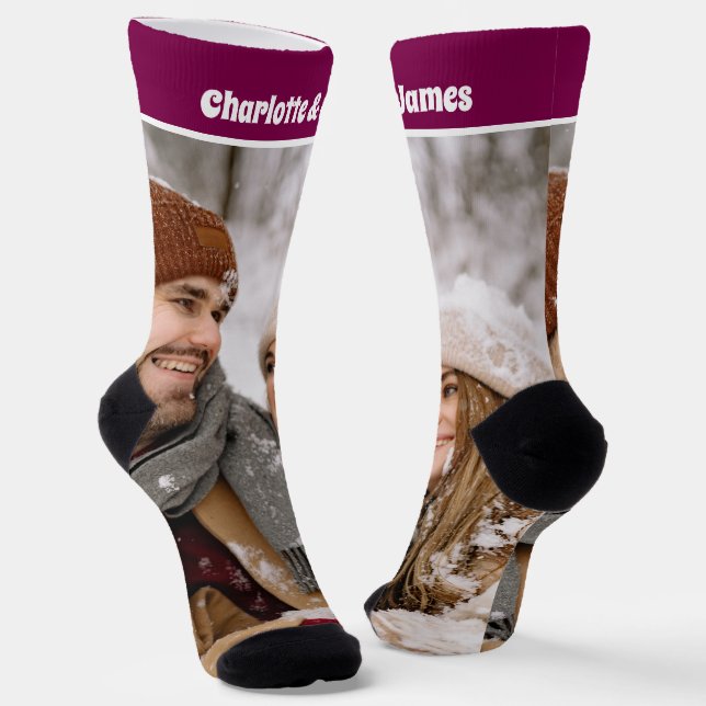 Personalized Fun Novelty Photo and Text Template Socks (Angled)