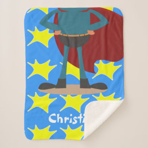 Personalized Fun Novelty Superhero Sherpa Blanket