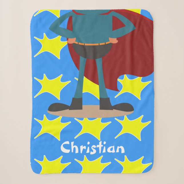 Personalized Fun Novelty Superhero Sherpa Blanket (Front)