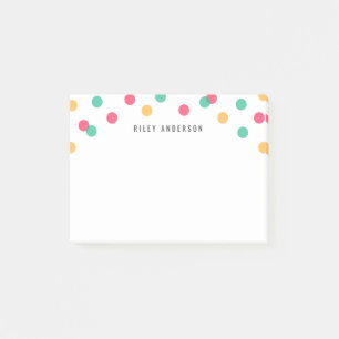 Personalized Fun Orange Pink Teal Confetti Post-it Notes