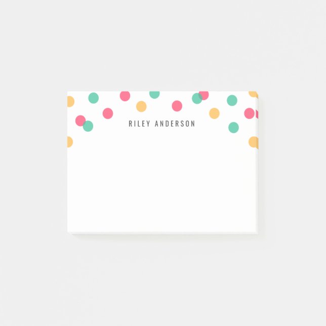 Personalized Fun Orange Pink Teal Confetti Post-it Notes (Front)