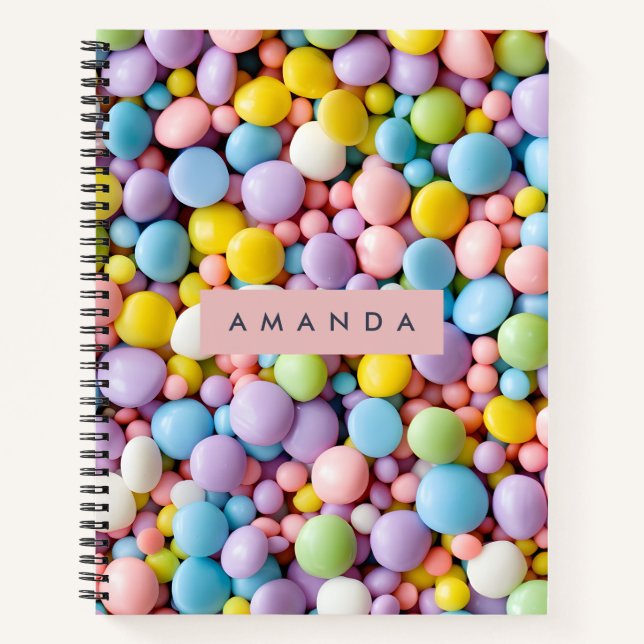 Personalized Fun Pastel Candy Pop  Notebook (Front)