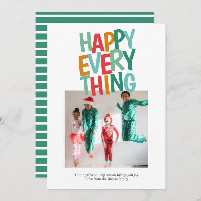 Personalized Fun Photo Happy Everything Christmas Holiday Card (Front/Back)